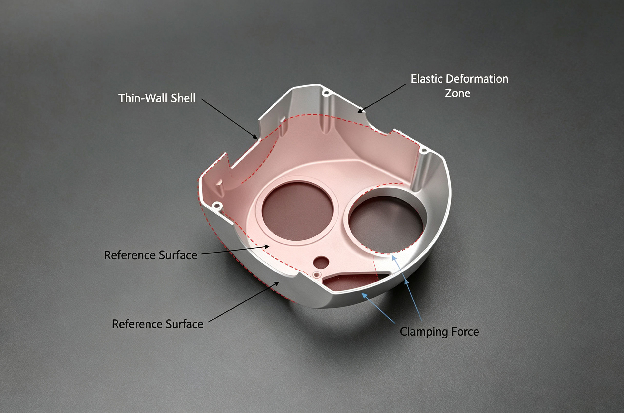 Diagram of clamping deformation of thin-walled shell