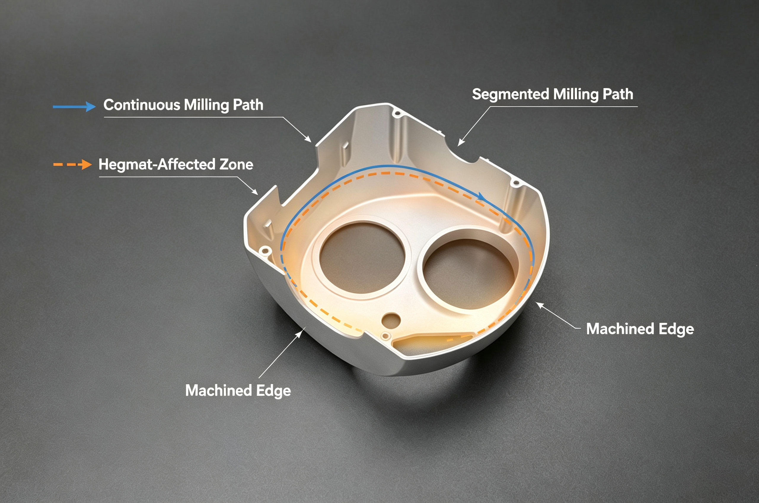 Milling path comparison and heat diffusion effect