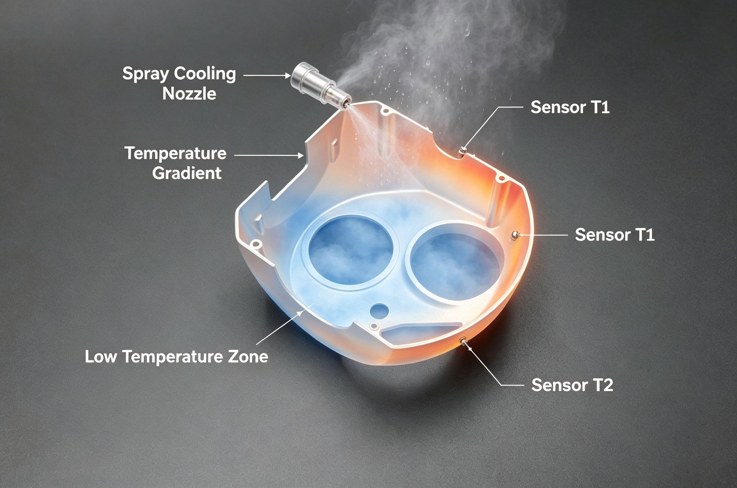 Temperature field measurement distribution of box wall under forced spray cooling